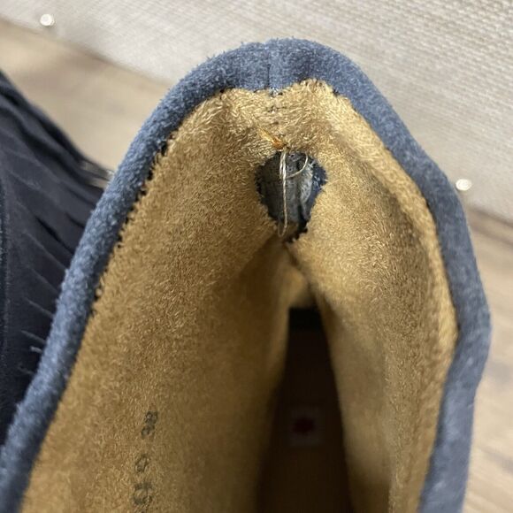 KLING Womens Blue Suede Fringe Hidden Wedge Ankle Bootie Size 7.5 US 38 EU - Picture 13 of 13